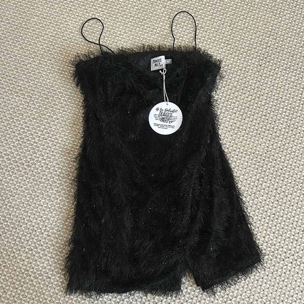 Princess Polly Black Fur Holiday Dress